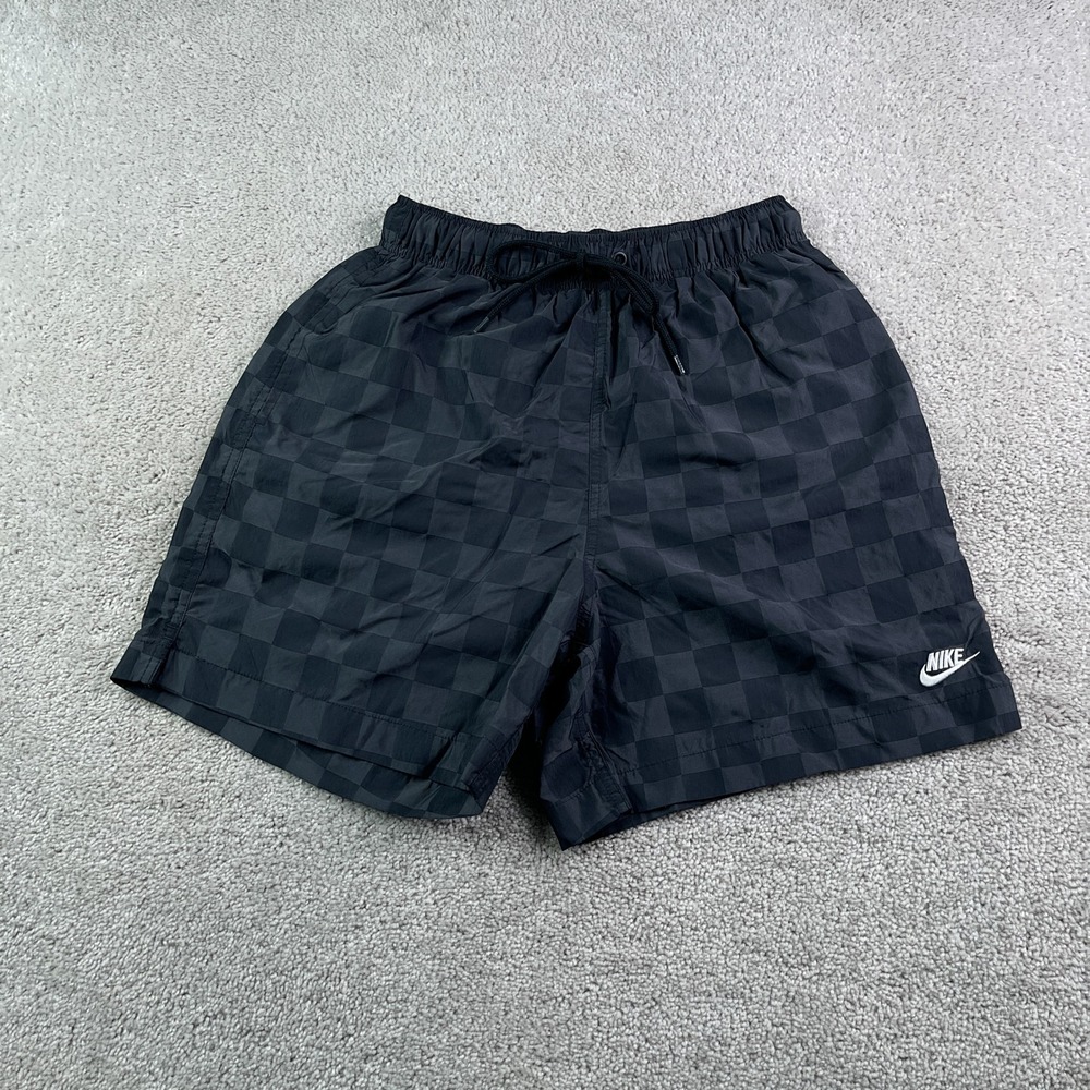 Nike Shorts Mens Small Black Checkered Club Flow Woven Unlined Athletic Gym